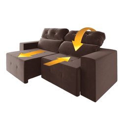 Sofá Retrátil e Reclinável 3 Lugares 1,78m Suede Espanha Mamflex - 5