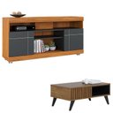 Ver imagem 1 de Rack Bancada Yara com Mesa de Centro Jeri Noce Milano Preto Acetinado - Colibri