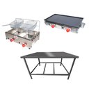 Ver imagem 1 de Kit Lanchonete Mesa de Manipulação 100x55cm + Fritadeira a Gás 2 Cuba + Chapa a Gás 60cm