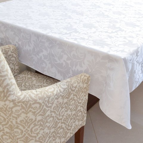 Toalha de Mesa Jantar 6 Lugares Jacquard 2,10x1,40m Branco