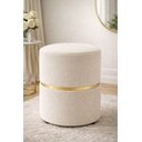 Ver imagem 1 de Puff com Cinta no Meio Dourada em Tecido Boucle / Palha