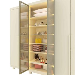 Guarda Roupa 6 Portas Casal 2 Reflecta Led Imperatriz Off White - Gelius - 4