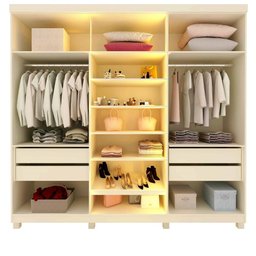 Guarda Roupa 6 Portas Casal 2 Reflecta Led Imperatriz Off White - Gelius - 8