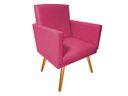 Ver imagem 1 de Poltrona Decorativa Bia Corino Rosa Pink Pés Madeira Mz Decor