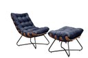 Ver imagem 2 de Poltrona Costela Decorativa com Puff Madeira Eva Preto - Azul