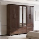 Ver imagem 4 de Guarda Roupa Casal com Espelho 6 Portas 6 Gavetas 248cm Madeira Maciça Zahav F06 Café - Lyam Decor