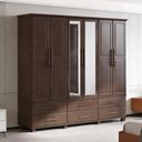Ver imagem 3 de Guarda Roupa Casal com Espelho 6 Portas 6 Gavetas 248cm Madeira Maciça Zahav F06 Café - Lyam Decor