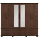 Ver imagem 2 de Guarda Roupa Casal com Espelho 6 Portas 6 Gavetas 248cm Madeira Maciça Zahav F06 Café - Lyam Decor