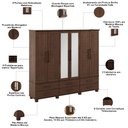 Ver imagem 5 de Guarda Roupa Casal com Espelho 6 Portas 6 Gavetas 248cm Madeira Maciça Zahav F06 Café - Lyam Decor