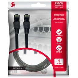 Cabo de Rede CAT7 PATCH CORD FTP 600 MHZ / 10 GBPS 1M Preto 5+ - 2 Cabo de Rede CAT7 PATCH CORD FTP 600 MHZ / 10 GBPS 1M Preto 5+ - 2