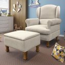 Ver imagem 2 de Poltrona de Amamentação Sabrina Fixa com Puff Linho Bege - Phoenix Baby