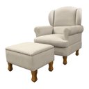 Ver imagem 1 de Poltrona de Amamentação Sabrina Fixa com Puff Linho Bege - Phoenix Baby