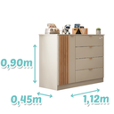 Ver imagem 4 de Cômoda Sapateira 3 Gavetas 1 Porta Organizadora Infantil Ayla Off White - Phoenix Baby