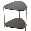 Ver imagem 1 de Mesa Lateral para Sala de Estar Pés Metálicos Adek A03 Nero Dourado - Lyam Decor