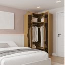 Ver imagem 2 de Guarda Roupa de Canto Reto Planejado 95cm Porta Reflecta e Cabideiros Jade CabeCasa MadeiraOriginals Bege