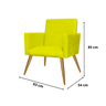 Kit 4 Poltronas Decorativas Nina Tecido Suede Taclas Decor:Amarelo - 3
