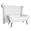 Ver imagem 1 de Conjunto Sienna Cabeceira e Recamier Queen 160 Cm Corano Branco - LM DECOR