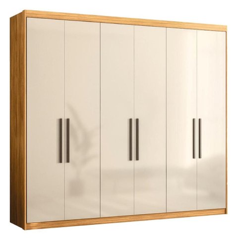 Guarda Roupa Venice 6 Portas, 4 Gavetas e 3 Cabideiros Cinamon Touch/off White - Demóbile