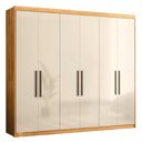 Ver imagem 1 de Guarda Roupa Venice 6 Portas, 4 Gavetas e 3 Cabideiros Cinamon Touch/off White - Demóbile