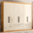 Ver imagem 2 de Guarda Roupa Venice 6 Portas, 4 Gavetas e 3 Cabideiros Cinamon Touch/off White - Demóbile