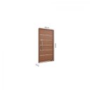 Ver imagem 4 de Porta Pivotante Lambri de Aluminio com Friso Puxador de 80cm 215x105 Lucasa Aluminio Marrom/Madeira