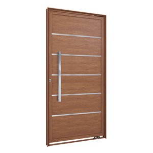 Porta Pivotante Lambri de Aluminio com Friso Puxador de 80cm 215x105 Lucasa Aluminio