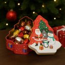 Ver imagem 2 de Jogo 2 Latas Decorativa Natal Multiuso Metal Tampa Árvore de Natal Personagens Merry Christmas 18cm