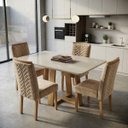 Ver imagem 1 de Jogo de Mesa de Jantar 1,20m Off White Pedro Art com 4 Cadeiras - Cappuccino Aveludado