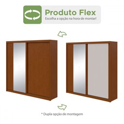 Guarda-roupa Casal Velaris 2 Portas com Espelho 100% Mdf Frassino/off White 65299.59 - Móveis Lopas - 2