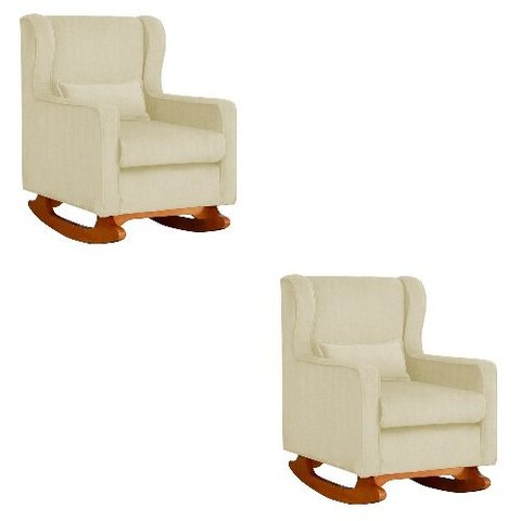 Kit 2 Poltrona Aurora Balanço Vovo Suede Marfim - Fm