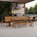 Ver imagem 1 de Mesa de Jantar com 02 Bancos de Madeira e 02 Cadeiras com Braço Trammare C07 Corda Preta - Lyam Deco