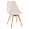 Kit 4 Cadeiras Charles Eames Leda Veludo Estofada Base Madeira - Bege - 5