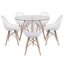 Ver imagem 2 de Kit Mesa Eames Vidro 110cm + 5 Cadeiras Kaila Dsw - Seat&Co