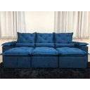 Ver imagem 6 de Sofá Retrátil e Reclinável 2,70m em Tecido Veludão C/pillow Nos Braços Athenas:azul/270cm