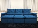 Ver imagem 6 de Sofá Retrátil e Reclinável 2,70m em Tecido Veludão C/pillow Nos Braços Athenas:azul/270cm