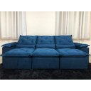 Ver imagem 5 de Sofá Retrátil e Reclinável 2,70m em Tecido Veludão C/pillow Nos Braços Athenas:azul/270cm