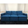 Sofá Retrátil e Reclinável 2,70m em Tecido Veludão C/pillow Nos Braços Athenas:azul/270cm - 5