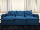 Ver imagem 5 de Sofá Retrátil e Reclinável 2,70m em Tecido Veludão C/pillow Nos Braços Athenas:azul/270cm