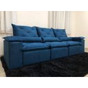 Ver imagem 4 de Sofá Retrátil e Reclinável 2,70m em Tecido Veludão C/pillow Nos Braços Athenas:azul/270cm