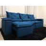 Sofá Retrátil e Reclinável 2,70m em Tecido Veludão C/pillow Nos Braços Athenas:azul/270cm - 3