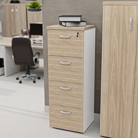 Gaveteiro Arquivo Escritório 4 Gavetas Pasta Suspensa Netmobil	 - Dubai/branco