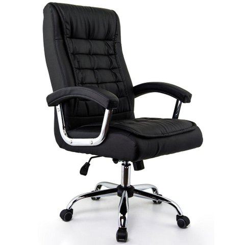 Cadeira de Escritório Presidente Giratória com Molas Ensacadas até 120kg Fox Office Preto