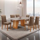 Ver imagem 1 de Mesa de Jantar Carolina 180cm Tampo MDF Vidro com 6 Cadeiras Yasmin