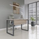 Ver imagem 1 de Escrivaninha Mesa Escritório X 150cm Industrial Castanheira e Grafito Cinza