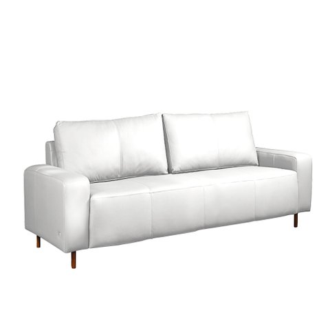 Sofá Decorativo Sala de Estar Metropole 3 Lugares 220cm Couro Branco - Mozzelar