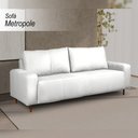 Ver imagem 2 de Sofá Decorativo Sala de Estar Metropole 3 Lugares 220cm Couro Branco - Mozzelar
