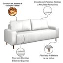 Ver imagem 3 de Sofá Decorativo Sala de Estar Metropole 3 Lugares 220cm Couro Branco - Mozzelar