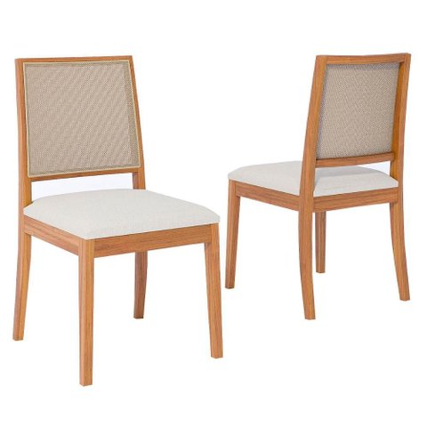 Conjunto 2 Cadeiras de Madeira para Sala de Jantar Buriti Cimol Madeira/linho Cru