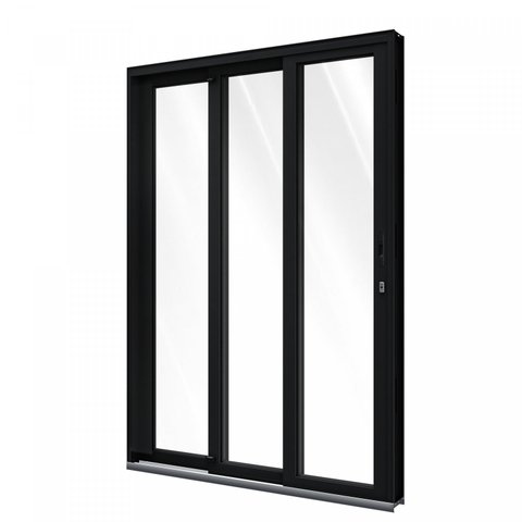 Porta de Alumínio de Correr 215x150cm 3 Folhas com Vidro Liso Lucasa Alumínio