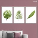 Ver imagem 2 de Kit 03 Quadros Decorativos - Folhas Tropicais Verde Claro Flnt008 - Vidro com Impressão Uv 40x60cm